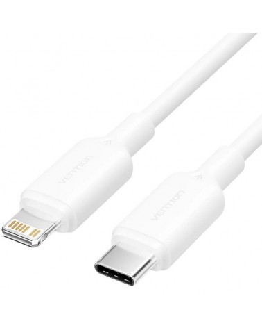 Cable usb 2.0 tipo-c lightning vention lakwh/ usb tipo-c macho - lightning macho/ hasta 27w/ 480mbps/ 2m/ blanco