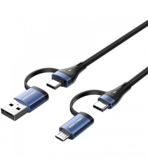 Cable usb 2.0 tipo-c vention ctllf/ usb tipo-c macho - usb macho/ microusb macho - usb tipo-c macho/ hasta 100w/ 480mbps/ 1m/ 