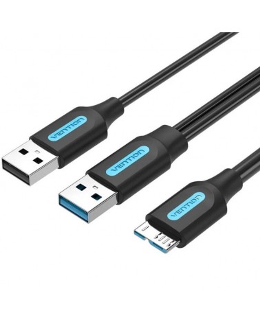 Cable usb 3.0 vention cqpbf/ usb macho - microusb macho/ usb 2.0 macho/ 5gbps/ 1m/ negro