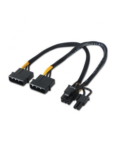 Cable alimentación tarjeta gráfica aisens a131-0165/ 2x molex macho - molex 6+2 pin macho/ hasta 54w/ 20cm