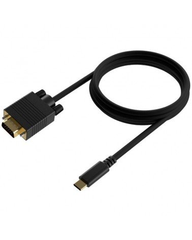 Cable conversor aisens a109-0693/ usb tipo-c macho - vga macho/ hasta 27w/ 1250mbps/ 1.8m/ negro