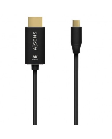 Cable conversor aisens a109-0711/ usb tipo-c macho/ hdmi 8k macho/ hasta 27w/ 6000mbps/ 1m/ negro