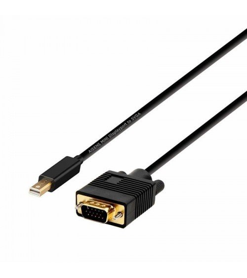 Cable conversor aisens a125-0362/ mini dp macho - vga macho/ 2m/ negro
