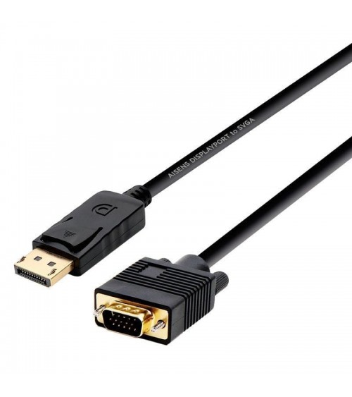 Cable conversor aisens a125-0365/ displayport macho - vga macho/ hasta 5w/ 2300mbps/ 2m/ negro