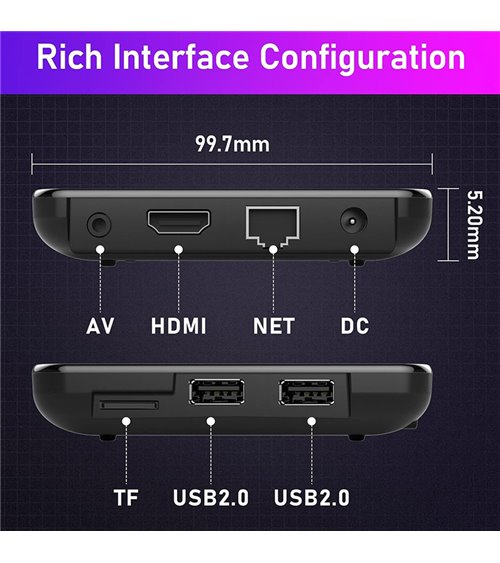 Android 12.0 TV Box, H96 MAX W2 Amlogic S905W2 Quad Core 4GB ROM 64GB RAM Dual WiFi 2.4G / 5.8G BT4.2 4K AV1 Home Smart Media Pl