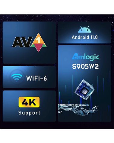 Android 12.0 TV Box, H96 MAX W2 Amlogic S905W2 Quad Core 4GB ROM 64GB RAM Dual WiFi 2.4G / 5.8G BT4.2 4K AV1 Home Smart Media Pl