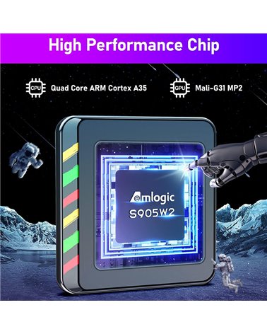 Android 12.0 TV Box, H96 MAX W2 Amlogic S905W2 Quad Core 4GB ROM 64GB RAM Dual WiFi 2.4G / 5.8G BT4.2 4K AV1 Home Smart Media Pl