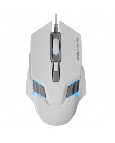 Ratón gaming mars gaming mm024/ hasta 4000 dpi/ blanco