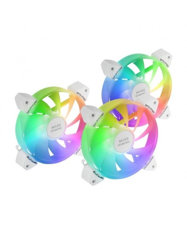 Pack 3 ventiladores mars gaming mf-3a/ 12cm/ argb/ blanco