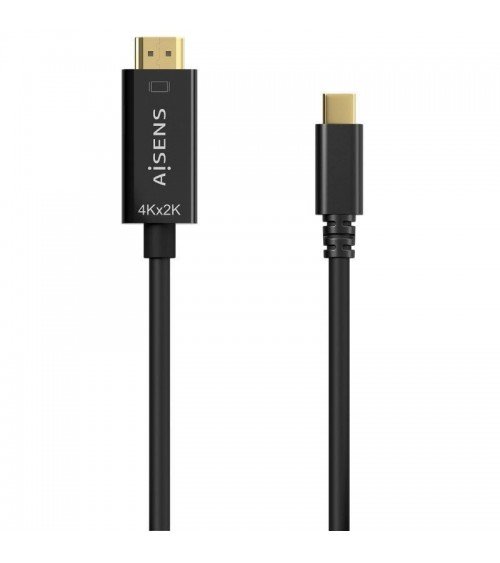 Cable conversor hdmi 4k aisens a109-0624/ usb tipo-c macho - hdmi macho/ hasta 27w/ 1250mbps/ 1.8m/ negro