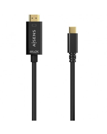 Cable conversor hdmi 4k aisens a109-0624/ usb tipo-c macho - hdmi macho/ hasta 27w/ 1250mbps/ 1.8m/ negro