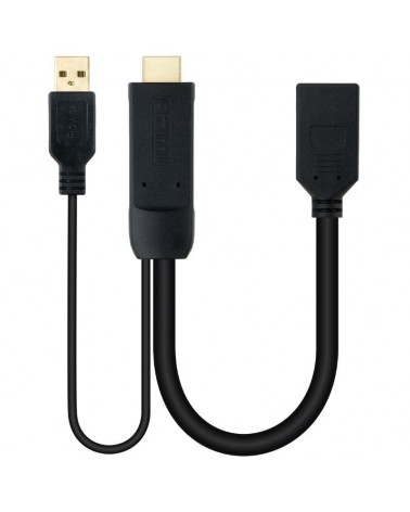 Cable conversor nanocable 10.16.0205/ hdmi macho - displayport hembra/ 20cm/ negro