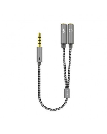 Adaptador aisens a128-0415/ jack 3.5 macho - 2x jack 3.5 hembra/ 25cm/ gris