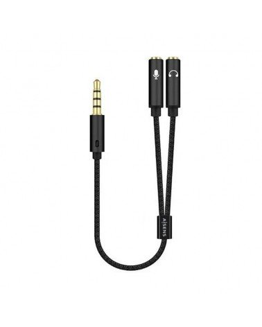 Adaptador aisens a128-0416/ jack 3.5 macho - 2x jack 3.5 hembra/ 25cm/ negro