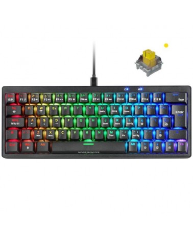 Teclado gaming mecánico mars gaming mkminipro/ switch amarillo/ negro