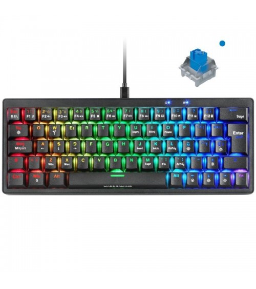 Teclado gaming mecánico mars gaming mkminipro/ switch azul/ negro