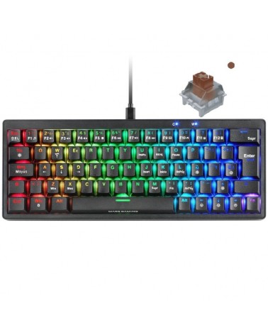 Teclado gaming mecánico mars gaming mkminipro/ switch marrón/ negro