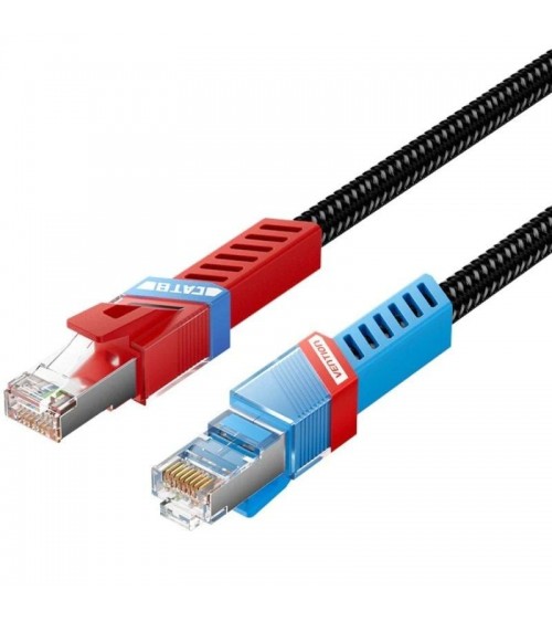Cable de red rj45 sftp vention ikjbf cat.8/ 1m/ negro