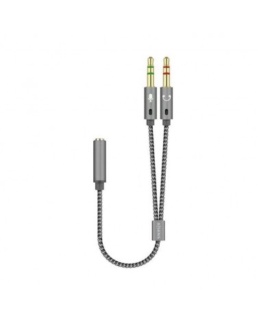 Adaptador aisens a128-0417/ jack 3.5 hembra - 2x jack 3.5 macho/ 25cm/ gris