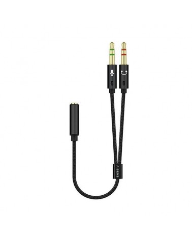 Adaptador aisens a128-0418/ jack 3.5 hembra - 2x jack 3.5 macho/ 25cm/ negro