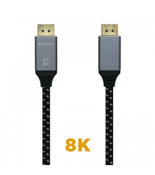 Cable displayport 1.4 8k aisens a149-0437/ displayport macho - displayport macho/ 2m/ negro gris