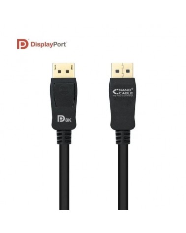 Cable displayport 1.4 8k nanocable 10.15.2501-l150/ displayport macho - displayport macho/ 1.5m/ certificado/ negro