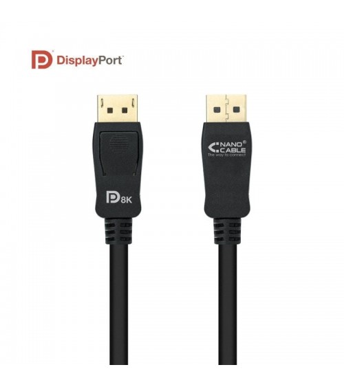 Cable displayport 1.4 8k nanocable 10.15.2502/ displayport macho - displayport macho/ 2m/ certificado/ negro