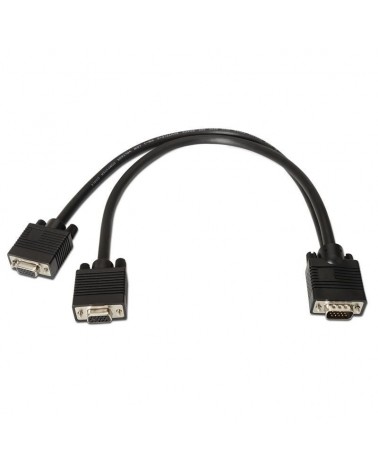 Cable duplicador svga aisens a113-0081/ vga macho - 2x vga hembra/ hasta 3w/ 10mbps/ 45cm/ negro