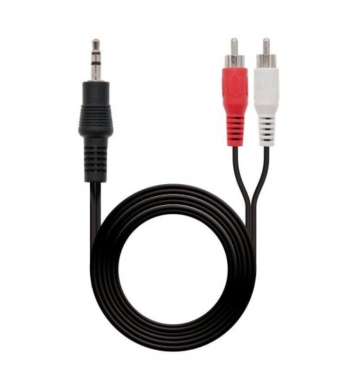 Cable estéreo nanocable 10.24.0305/ jack 3.5 macho - 2x rca macho/ 5m/ negro