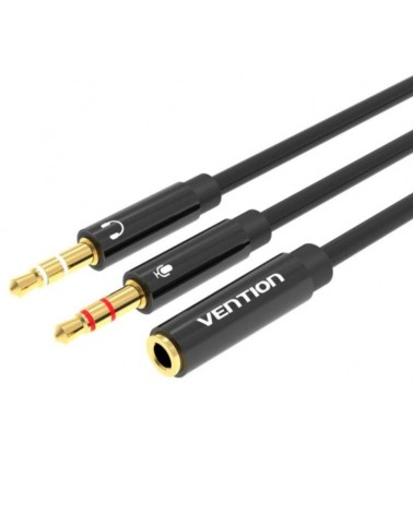 Cable estéreo vention bbtby/ 2x jack 3.5 macho - jack 3.5 hembra/ 30cm/ negro