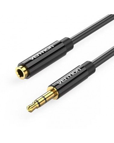 Cable estéreo vention bbzbf/ jack 3.5 macho - jack 3.5 hembra/ 1m/ negro