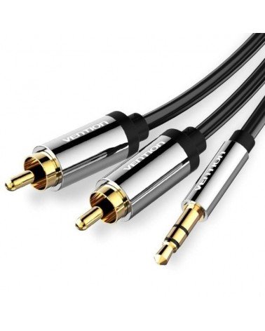 Cable estéreo vention bcfbj/ jack 3.5 macho - 2x rca macho/ 5m/ negro