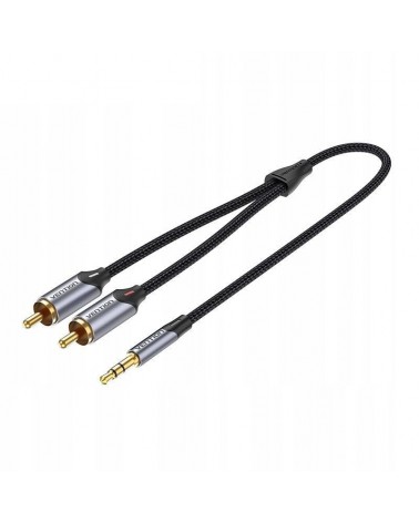 Cable estéreo vention bcnbi/ jack 3.5 macho - 2x rca macho/ 3m/ gris