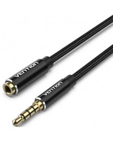 Cable estéreo vention bhcbd/ jack 3.5 macho - jack 3.5 hembra/ 50cm/ negro