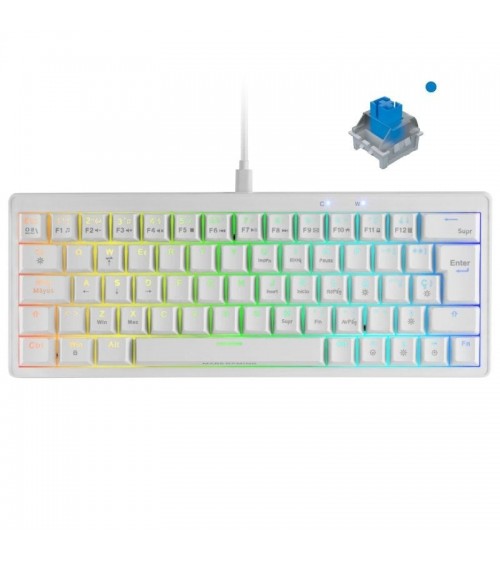 Teclado gaming mecánico mars gaming mkminipro/ switch azul/ blanco