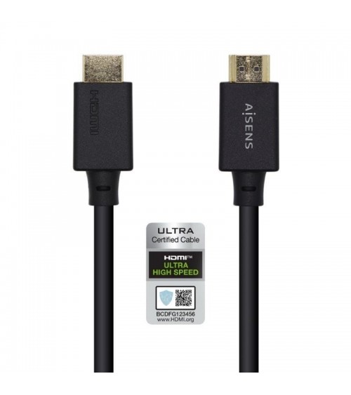 Cable hdmi 2.1 8k aisens a150-0420/ hdmi macho - hdmi macho/ 50cm/ certificado/ negro