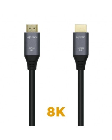 Cable hdmi 2.1 8k aisens a150-0429/ hdmi macho - hdmi macho/ 3m/ gris negro