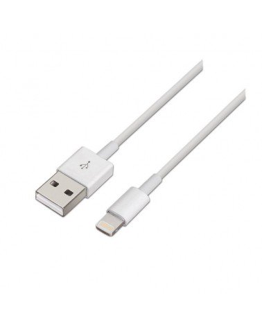 Cable lightning aisens a102-0035/ usb macho - lightning macho/ hasta 2.5w/ 60mbps/ 1m/ blanco