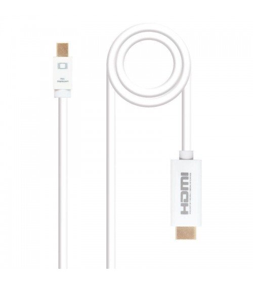 Cable mini displayport nanocable 10.15.4002/ mini displayport macho - hdmi macho/ 2m/ blanco