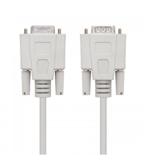 Cable serie rs232 nanocable 10.14.0203/ db9 macho - db9 hembra/ 3m/ beige