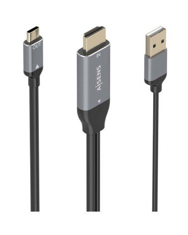 Cable conversor aisens a109-0871/ hdmi macho/ usb macho - usb tipo-c macho/ 1.8m/ negro