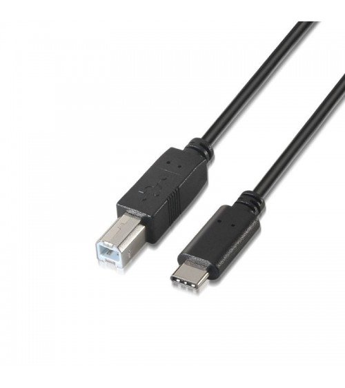 Cable usb 2.0  impresora aisens a107-0054/ usb tipo-c macho - usb tipo-b macho/ hasta 9w/ 625mbps/ 2m/ negro