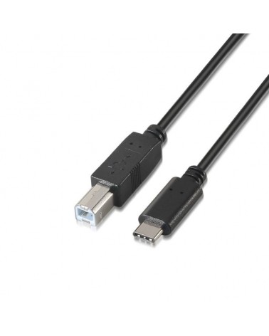 Cable usb 2.0  impresora aisens a107-0054/ usb tipo-c macho - usb tipo-b macho/ hasta 9w/ 625mbps/ 2m/ negro