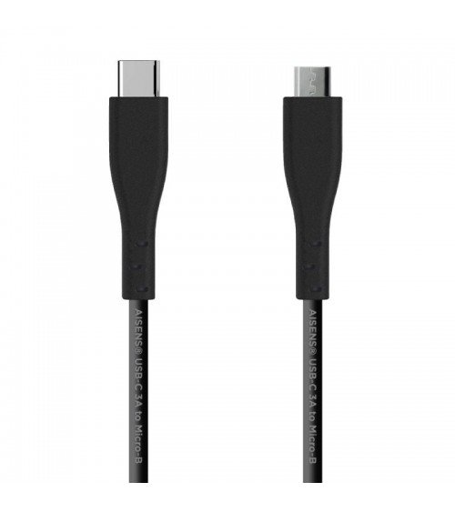 Cable usb 2.0 aisens a107-0349/ usb tipo-c macho - microusb macho/ hasta 15w/ 60mbps/ 1m/ negro