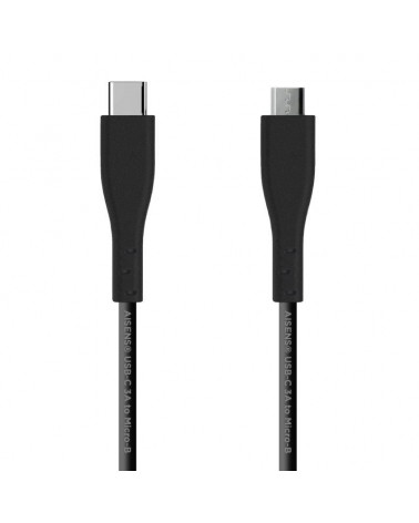 Cable usb 2.0 aisens a107-0349/ usb tipo-c macho - microusb macho/ hasta 15w/ 60mbps/ 1m/ negro