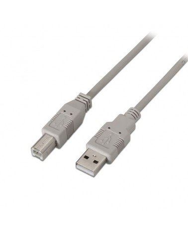 Cable usb 2.0 impresora aisens a101-0004/ usb tipo-b macho - usb macho/ hasta 2.5w/ 60mbps/ 4.5m/ beige