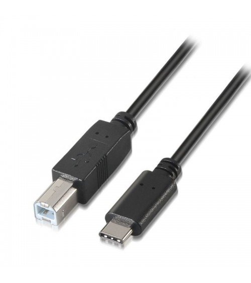 Cable usb 2.0 impresora aisens a107-0053/ usb tipo-c macho - usb tipo-b macho/ hasta 9w/ 625mbps/ 1m/ negro