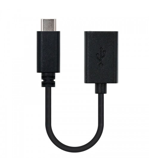 Cable usb 2.0 nanocable 10.01.2400/ usb tipo-c macho - usb hembra/ 15cm/ negro