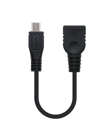 Cable usb 2.0 nanocable 10.01.3500/ microusb macho - usb hembra/ 15cm/ negro