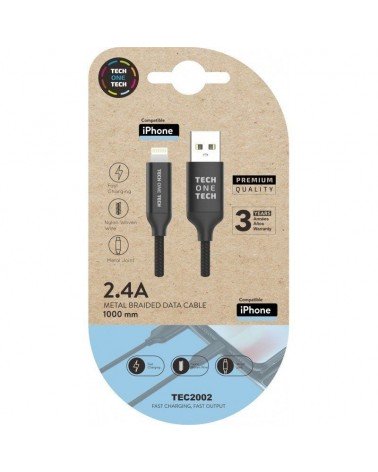 Cable usb 2.0 tech one tech tec2002/ usb macho - lightning macho/ 1m/ negro